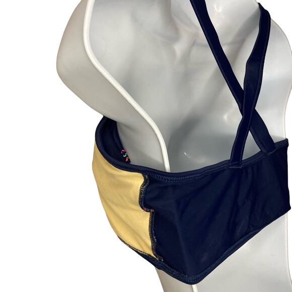 Land's End Girls Ruffle Flounce Bikini Top Navy Embroidered Cross Back Size 16 - Picture 12 of 16